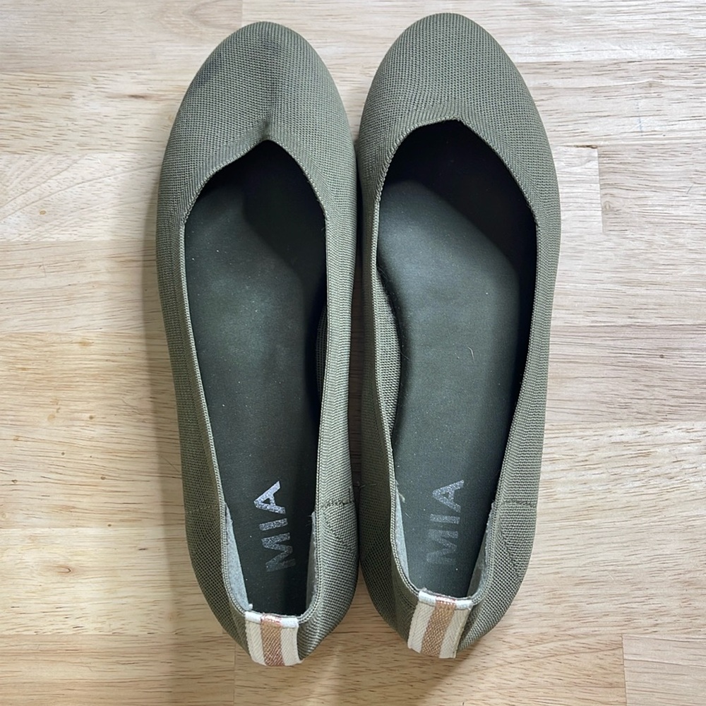 MIA Kerri Ballet Knit Flats, Olive, 9